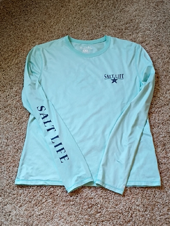 Salt Life Tops - Salt Life Long Sleeve Tee in Mint with Navy Logo